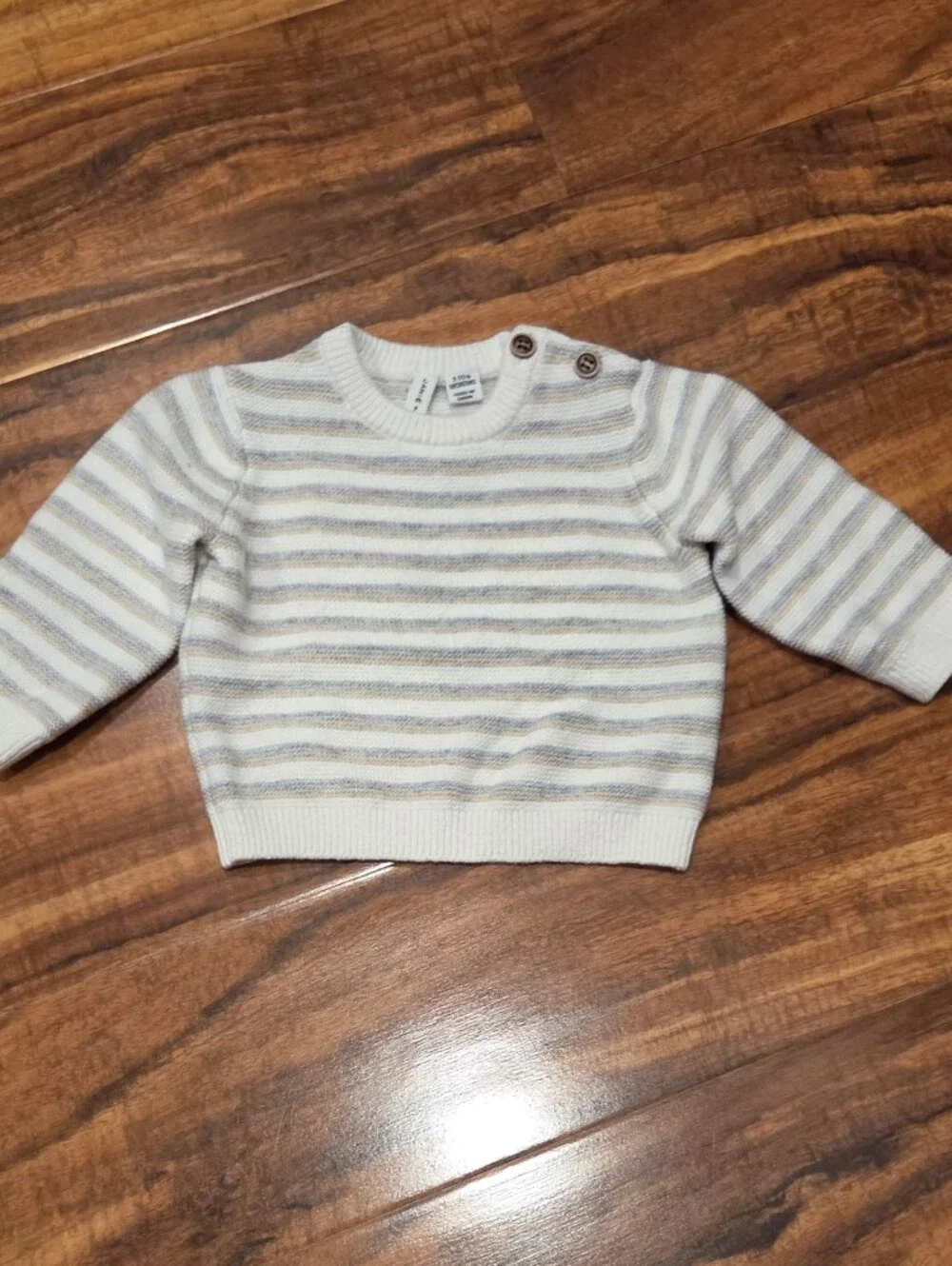 Janie and Jack EUC 3-6 Months Ivory/Tan/Gray Striped Sweater and Pants Set